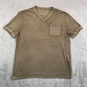 John Varvatos Davis Burnout V-Neck Men XL Mushroom Chest Pocket Designer NWOT